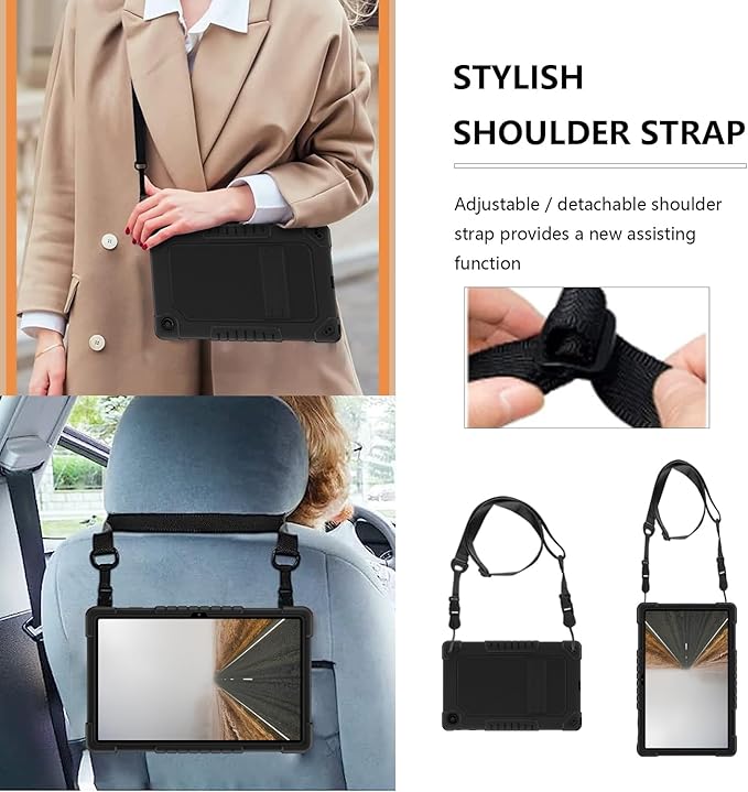 for Onn 11 Tablet Pro Tablet Casewith Tempered Screen Protector Shoulder Strap Stand Kids Friendly Shockproof Case for Walmart Onn 11 Inch Pro 2023 (Model:100110027) (Black/Black2 Pcs)