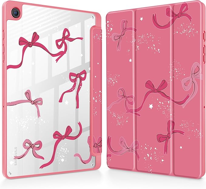 Tuiklol for Samsung Galaxy Tab A9+ Tablet 11” / A9+ Plus 2024 2023Buit-in S-Pen Holder with Clear Protective Cover Transparent Back Shell Auto Wake/Sleep Samsung Tab A9 Plus CoverBow-Watermelon Red