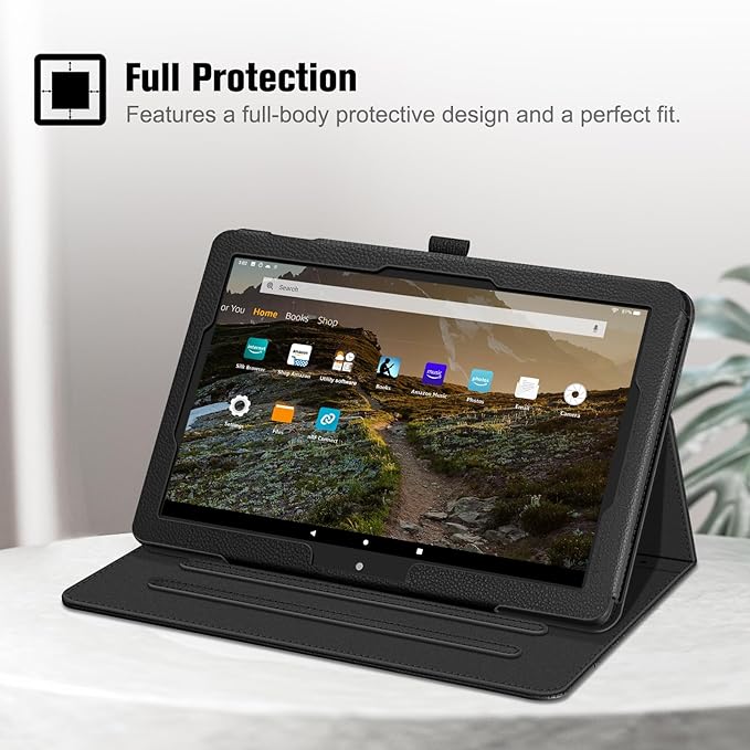 Fintie Case for All-New Amazon Fire HD 10 Tablet (13th/11th Generation 2023/2021 Release) - Multi-Angle Stand Cover with Pocket Auto Wake/Sleep Black