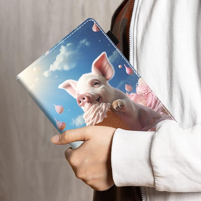 Cute Pig Eating Ice Cream
