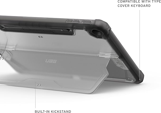 URBAN ARMOR GEAR UAG Designed for Microsoft Surface Pro 1st Edition 12 Case - Rugged Transparent Clear Protective Cover with Multi-Angle Built-in Kickstand &amp Pen Holder Military Grade Plyo Ice/A