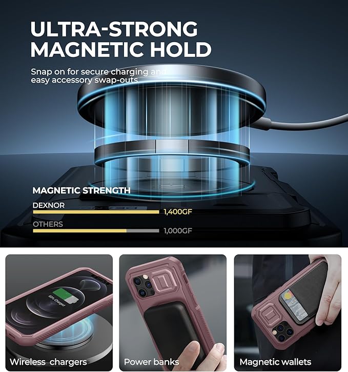 Dexnor for iPhone 12 &amp iPhone 12 Pro Case with Slide Camera Cover &amp Adjustable Kickstand &ampBuilt-in Screen ProtectorMagsafe Rugged Shockproof Bumper Cases Heavy-Duty Protective CoverPeony