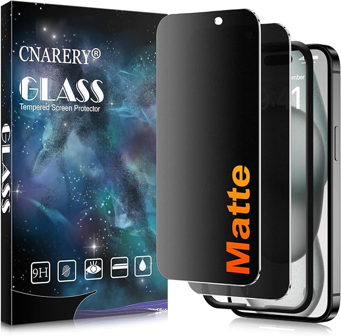2 Pack matte privacy Screen Protector for iPhone 15