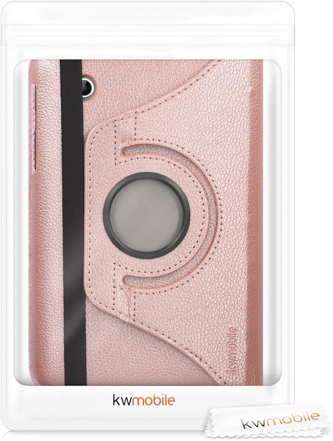 kwmobile Rotating Case Compatible with Samsung Galaxy Tab 2 7.0 P3110 / P3100 - Case PU Leather Tablet Cover with Stand - Rose Gold
