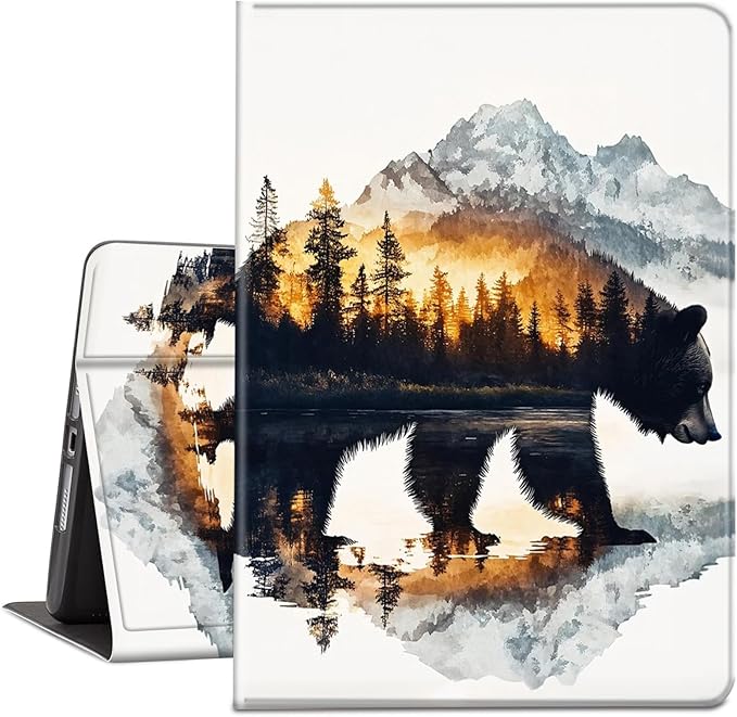 Case for Amazon Kindle Fire HD 10 and Fire HD 10 Plus 10.1 Tablet Case (13th/11th Generation 2023/2021 Release) Slim Fit PU Leather Cover with Auto Sleep/Wake - Bear Mountains