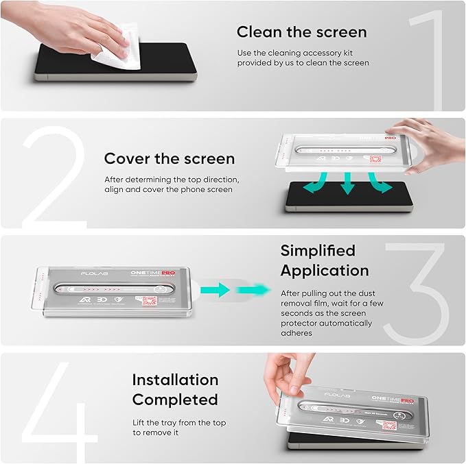 FLOLAB NanoArmour ONETIME PRO for Samsung Galaxy S25 Ultra 3D Screen Protector Anti Reflective Tempered Glass PolarSpectra Anti-Rainbow Edge to Edge Fingerprint ID Compatible Easy to Install
