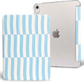 case for ipad 11th Generation11 Inch 2025 (A16 Chip) &amp 10th Gen 10.9 Inch 2022 - Slim Scratch-Resistant Hard PC Translucent Back Shell Smart Cover Wake/Sleep FunctionBlue Irregular Stripes