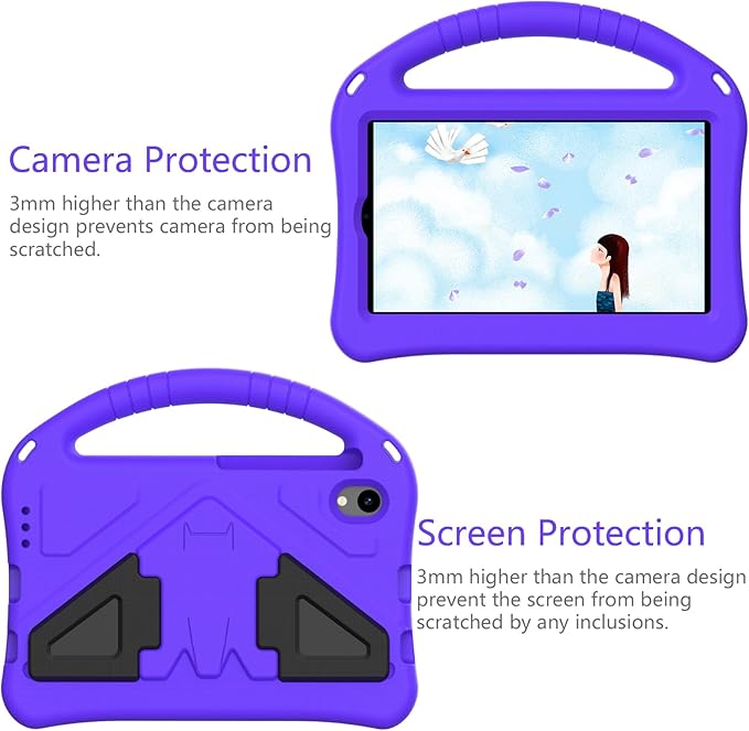 Compatible with Walmart Onn 11 Inch Pro 2024 Model 100146660 Lightweight Soft EVA Bumper Case with Adjustable Strap Stand &amp Handle Drop Protection Case for Kids (Purple)
