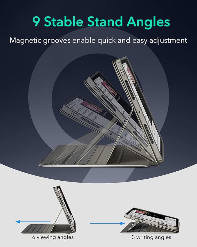ESR for iPad Pro 13 Inch Case (M5/M4) 2025/2024 Rotating Case with Removable Magnetic Cover Adjustable Portrait/Landscape Stand 9 Standing Angles Shift Series Titanium
