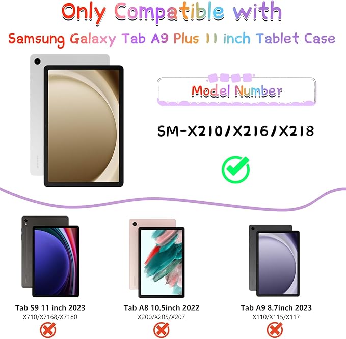 for Samsung Galaxy Tab A9 Plus Case Kids Girls Galaxy Tab Case with Screen Protector Kickstand Shoulder Strap Butterfly Shockproof Cover for Samsung A9 Plus Tablet Cover 11 inch 2023