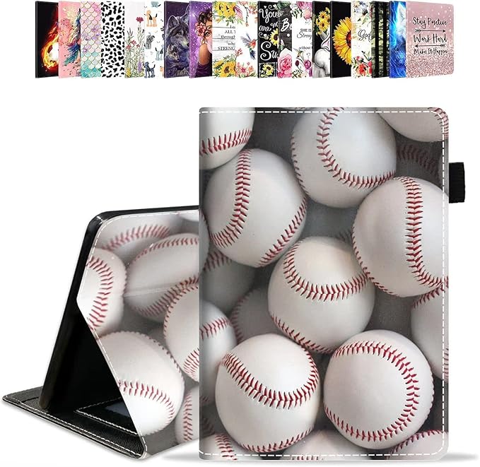 Case for Amazon Kindle Fire HD 10 &amp 10 Plus Tablet 10.1 (13th/11th Generation 2023/2021 Release) - PU Leather Folio Case with Smart Auto Wake/Sleep Baseball