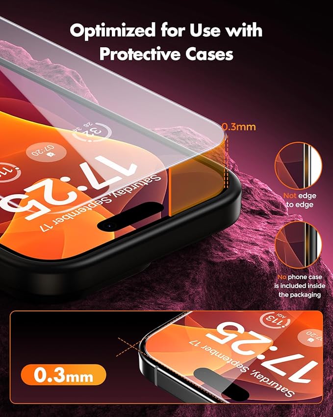 UNBREAKcable for iPhone 16 Screen Protector [Quick-Installation Box] 3-Pack 9H+ Hardness Shatterproof Tempered Glass [99.99% HD Clear] [Case Friendly] [Bubble Free] for iPhone 16 6.1