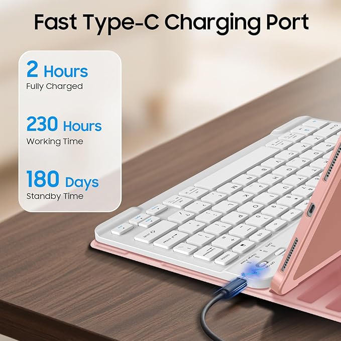 Fintie Keyboard Case for iPad Air 11-inch M4/M3/M2 (2026/2025/2024) iPad Air 5th/4th Generation (2022/2020) 10.9 Inch - Soft TPU Cover w/Magnetically Detachable Bluetooth Keyboard Rose Gold