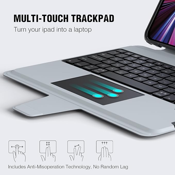 Nillkin iPad Air 13 inch Case Keyboard (M3 2025/M2 2024) &amp iPad Pro 12.9 inch (6th/5th/4th/3rd) Detachable Backlit Keyboard with Multi-Touch Trackpad Pencil Holder &amp Camera Cover Rugged Pro