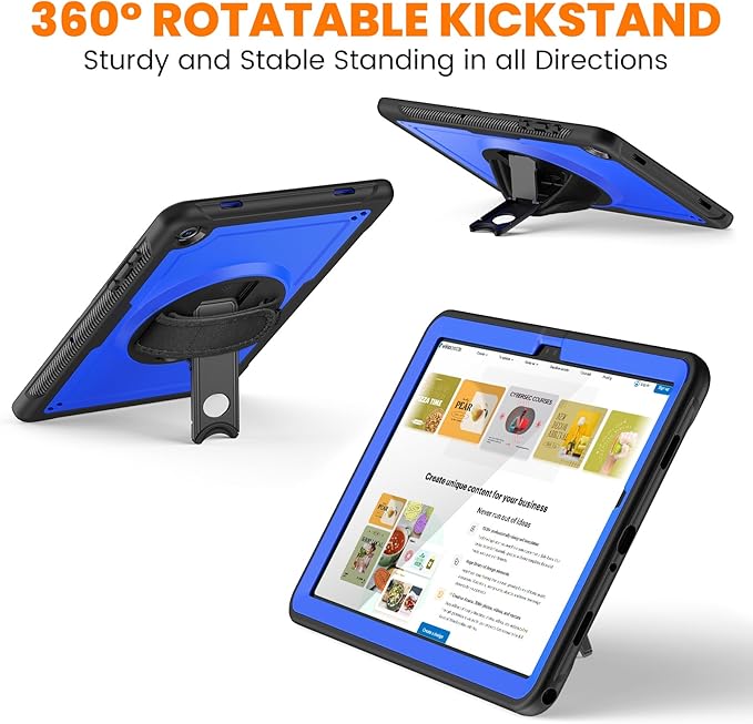 Case for Samsung Galaxy Tab A11 Plus/A9 Plus Galaxy Tab A11+/A9+ 11 Inch 2025/2023 with Screen Protector 360 Rotating Hand Strap&ampStand Shoulder Strap Pencil Holder Blue