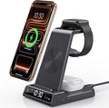 Wireless Charger for Apple Charging Station 3 in 1 Charging Station with Clock for iPhone 17/17 Pro/17 Pro Max/16/15 Series Watch Charger Stand for iWatch 10/9/8/AirPods (Adapter Included)