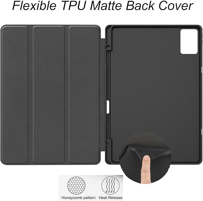 Case for Lenovo Idea Tab Plus 12.1 inch 2025 Model Shockproof Protective Cover with Kickstand Built-in Pen Slot &amp Auto Wake/Sleep Folio Matte TPU Smart Cover -Black