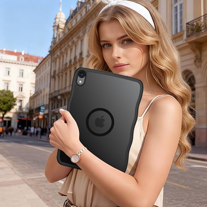 BENTOBEN Case for iPad mini 7 2024 A17 Pro/iPad mini 6 2021 Cute Wavy Magnetic iPad mini 7th/6th Gen Case Translucent Matte Shockproof Protective Tablet Cover for iPad mini 7/mini 6 8.3'' Black
