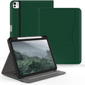 Case for iPad Pro 11 inch (M5/M4) 2025/2024 Multi-Angle PU Leather Cover for i Pad Pro 11 with Pencil Holder/Hand Strap/Pocket Auto Wake/Sleep Deep Green