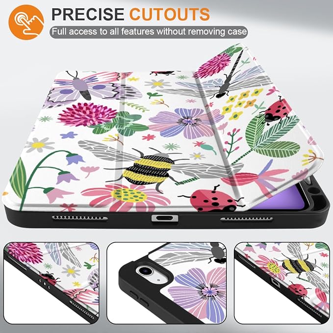 DONGKE for iPad Air 11 Inch Case M4 2026 / M3 2025 / M2 2024 &amp iPad Air 5th 2022 / 4th Gen 2020 10.9 Inch Ultra Thin Soft TPU Back Cover with Pencil Holder Support Auto Wake/Sleep Dragonfly