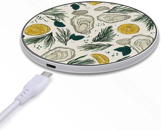 Oysters Shells Lemon Rosemary Phone Charger Magnetic Charging Pad Anti-Slip with USB Cable
