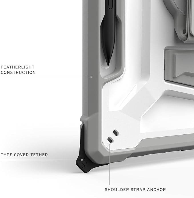 URBAN ARMOR GEAR UAG Designed for Microsoft Surface Pro 1st Edition 12 Case - Rugged Protective Cover with Multi-Angle Kickstand Pen Holder Hand Strap &amp Shoulder Strap Plasma Healthcare White/Gr