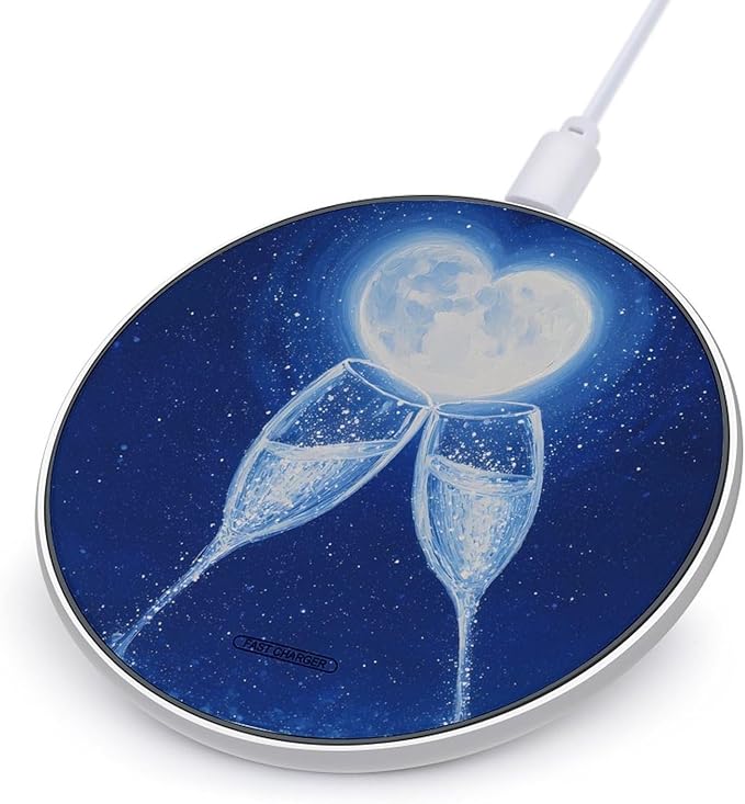 Night Sky Champagne New Year Phone Charger Magnetic Charging Pad Anti-Slip with USB Cable