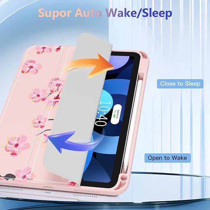 CISSOOK Compatible with iPad (A16) 11th Generation Case 11 Inch 2025 Release for iPad 10th Generation 10.9 Inch 2022 Protective Shell with Pencil Holder Cherry Blossoms