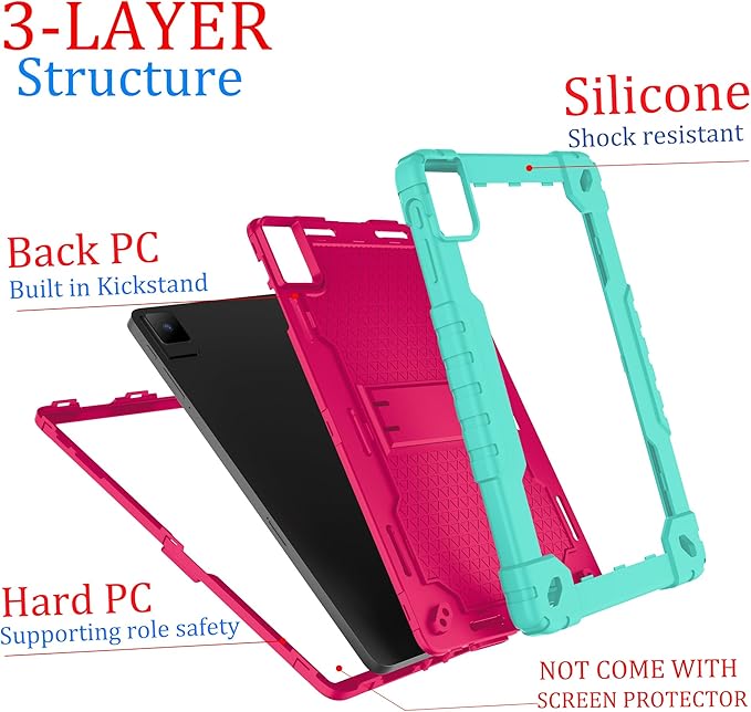 for TCL TAB 10 NXTPAPER 5G 10.4 Inch Tablet case Hybrid Shockproof Silicone Gel Protective Cover with Kickstand for TCL TAB 10 NXTPAPER 5G 10.4 Inch 2025 (9199S) (Green/Pink)