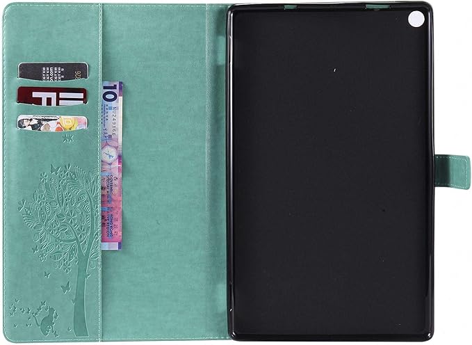 Folio Case for All-New Fire HD 10 2019/2017/2015 Techcircle Slim Light Magnetic Flip Wallet Protective Cover with Card Slots &amp Money Pocket for Amazon Fire HD 10.1 9th/7th/5th Generation Green