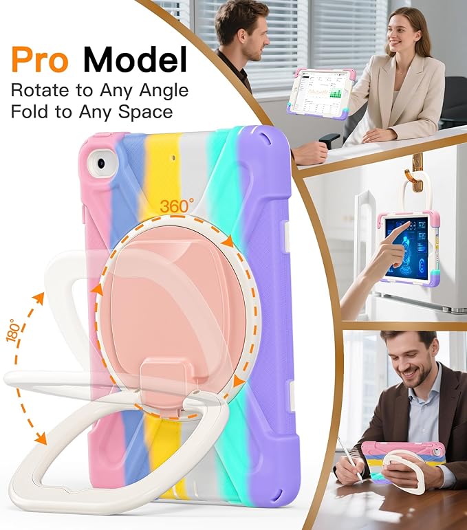 BATYUE for iPad mini 5/4 7.9 Inch Case (2019/2015) Kid-Proof Shockproof Cover with 360° Kickstand Detachable Shoulder Strap &amp Pencil Holder for Girls and School - Cute Colourful Pink