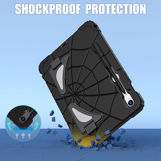 Spider Case for Samsung Galaxy Tab S10 Lite/S10 FE (2025) 10.9 with S Pen Holder Adjustable Stand Compatible with S9 fe /S9/ S8 /S7 11 inch (2023) (Black)