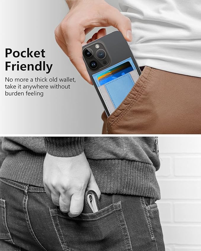ExtreLife 2-in-1 Magsafe Wallet Adjustable Stand and Open ID Window Magnetic Wallet for iPhone 17/16/15/14 Pro Max/14 Pro/14/14 Plus/13/12 Series 9 Cards Light Sky Blue