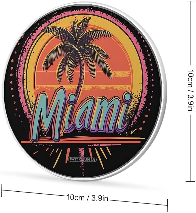 Vintage Miami Tree Phone Charger Magnetic Charging Pad Anti-Slip with USB Cable