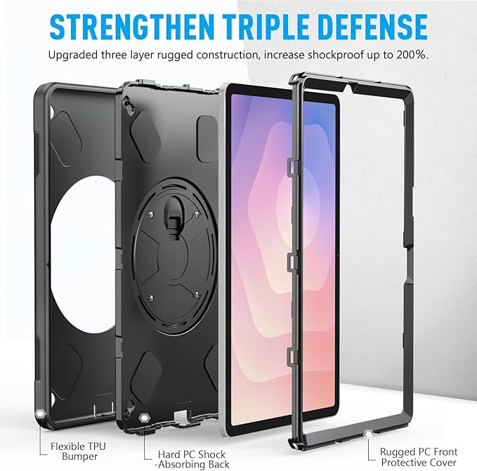 Miesherk Case for Galaxy Tab S11: Military Grade Shockproof Case with Hand/Shoulder Strap-S Pen Holder-Rotating Kickstand for Samsung Galaxy S11 11 Inch 5G 2025