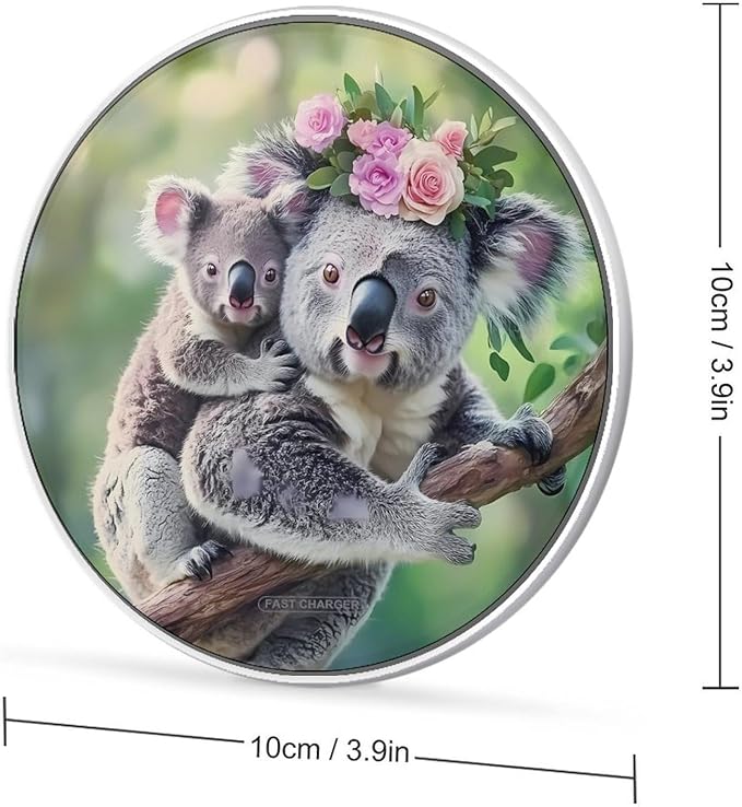 Koala Bear Wildlife Animal Wireless Charger Anti-Slip Wireless Charging Pad Slim Charger Mat for Men Women