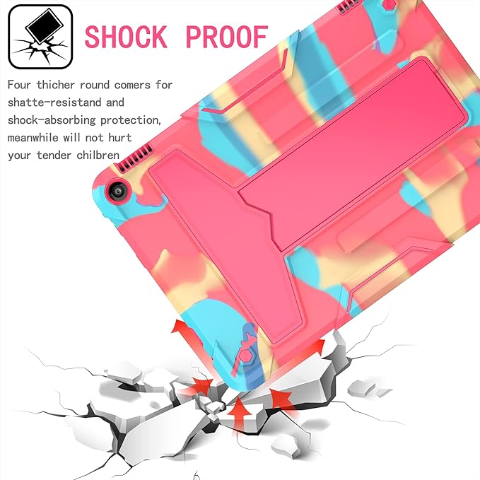 Dteck Case for Fire HD 10/HD 10 Plus Tablet (2021 Release 11th Generation) - Kids Friendly Shockproof EVA Case Convertible Stand Full Body Rugged Protective Cover Camouflage Red