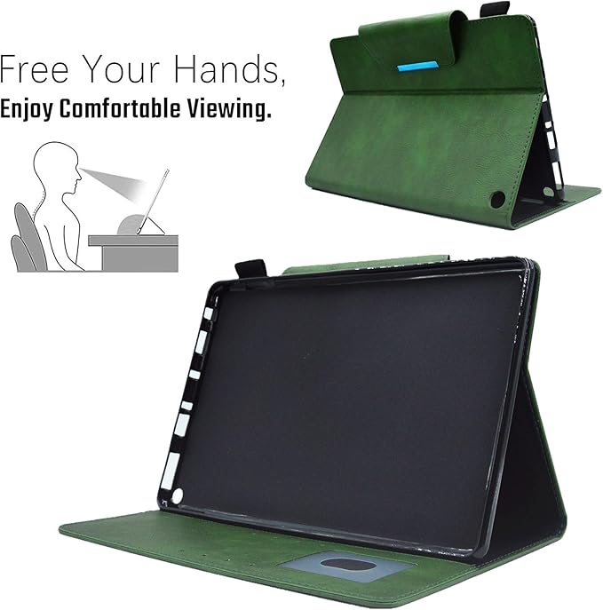 Folio Case for Amazon Kindle Fire HD 8/Fire HD 8 Plus (12th/10th Generation 2024/2022/2020) 8 UUcovers PU Leather Magnetic Smart Cover with Stand/Pencil Holder/Pockets [Auto Sleep/Wake] Green