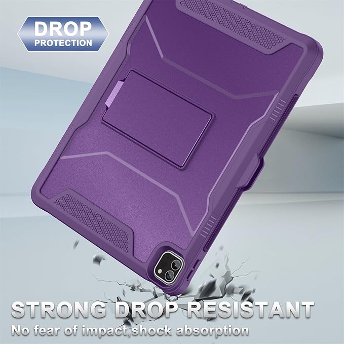Soke Case for iPad Pro 12.9 Inch 6th/5th/4th Generation(2022/2021/2020 Release) Rugged Shockproof Protective Cover with Built-in Kickstand for Apple iPad Pro 12.9 - Dark Purple