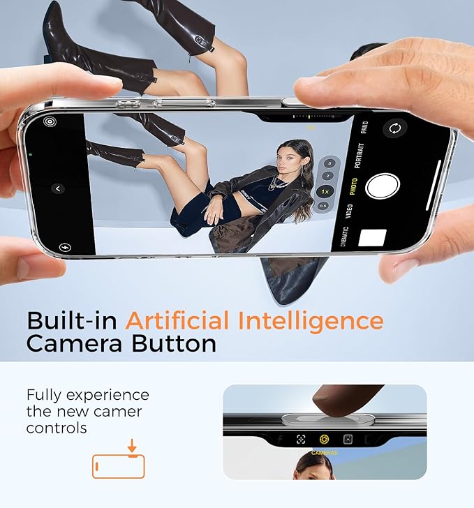 MAGIC JOHN 360° Rotatable Magnetic Invisible Stand for iPhone 16 Case [Camera Control Button] [Compatible with MagSafe] 16FT Military Grade Shockproof for iPhone 16 Case 6.1'' with Kickstand Clear