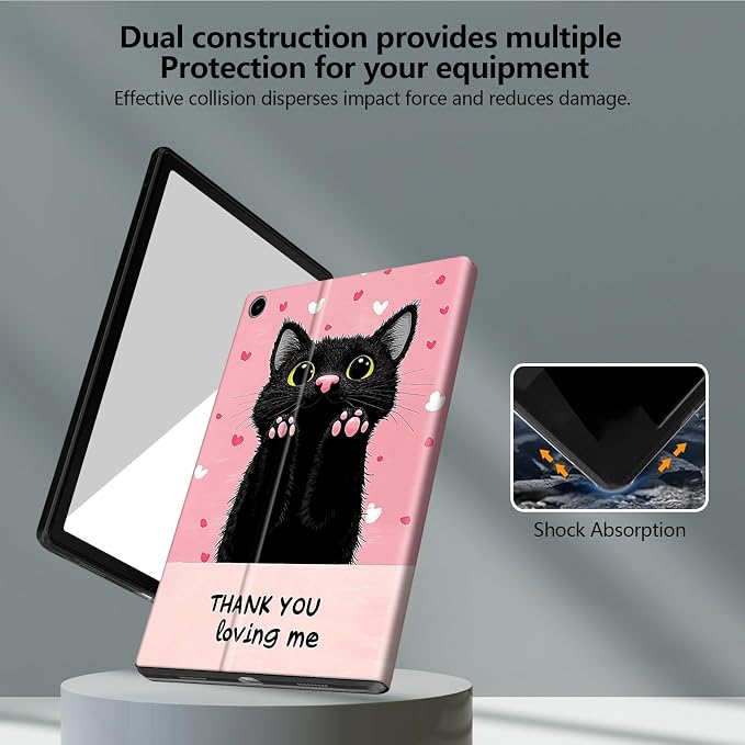 Cute Black Cat Pink Paws Heart
