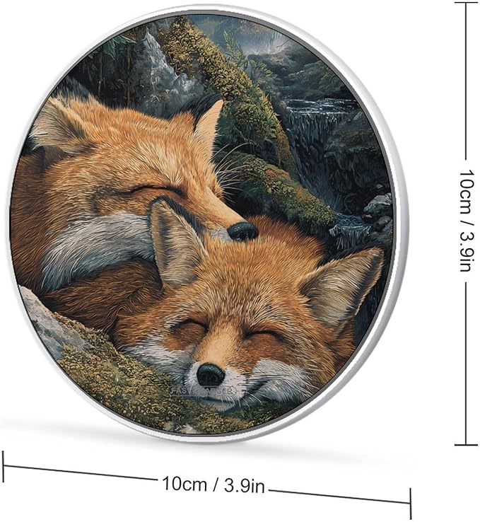 Foxes Resting in Mountains Phone Charger Magnetic Charging Pad Anti-Slip with USB Cable