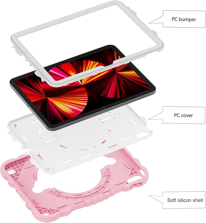 XZC Case for iPad (A16) 11th Generation 11 Inch 2025/ iPad 10th Generation 10.9 Inch 2022 Unicorn Heavy Duty Shockproof Rugged Cover with Built-in Stand/Strap (Pink)