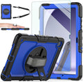 Ambison Case for Samsung Galaxy Tab A9+ Plus 11'' 2023 [Kids Proof] Full Body Protective Case with 9H Tempered Glass Screen Protector 360° Rotatable Kickstand &amp Hand Strap (Blue)