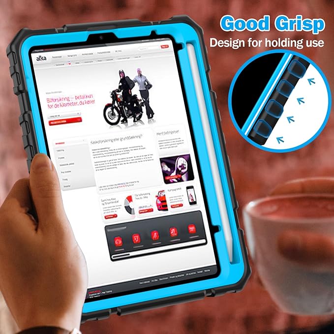 Grifobes Case for iPad mini 7 (A17 Pro) 2024 / Mini 6 2021 8.3 inch Heavy Duty Shockproof Rugged Cover with Pencil Holder Stand for I Pad Mini 7th/6th Gen 8.3 Case (Black+Blue)