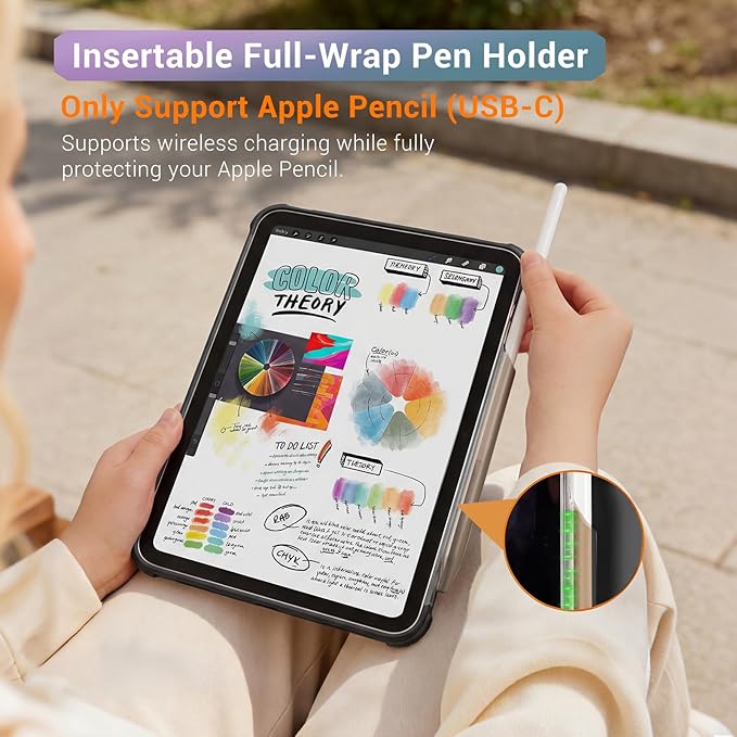 CoBak Case for iPad (A16) 11th Generation 11 Inch 2025 iPad 10th Generation 10.9 Inch 2022 - Protective Cover with Apple Pencil (USB-C) Holder Multi-Angle Portrait Stand Auto Wake/Sleep