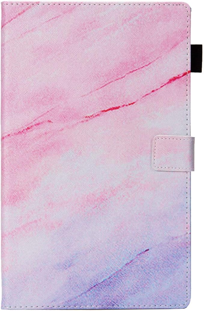 Kindle Fire HD 10 2019/2017 Tablet Case 9th/7th Generation Smart PU Leather TPU Back Folio Stand Cover with Card Slots Pencil Holder [Auto Wake/Sleep] for Amazon Fire HD 10.1 Pink Marble