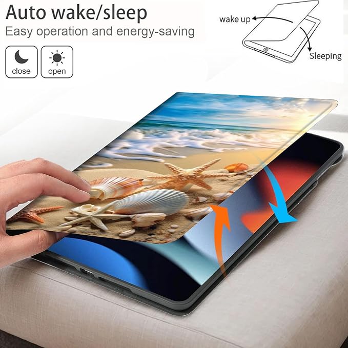 Bxgolkgd Tablet Case for iPad 10.5 Inch (iPad Air 3rd 2019/iPad Pro 2017)Shockproof Stand Cover with Heat DissipationAuto Wake/Sleep FunctionBeach Shell Starfish