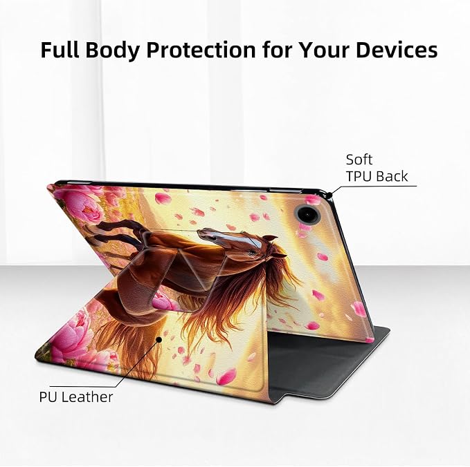 Horse in Pink Peony Field