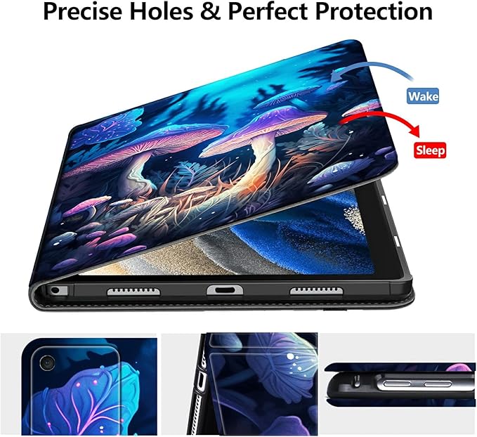 DIGTIALLL Case for iPad 10.2 iPad 9th Generation 2021/ iPad 8th Generation 2020/ iPad 7th Generation 2019 PU Leather Smart Protective Cover with Auto Sleep/WakeColorful Mushrooms